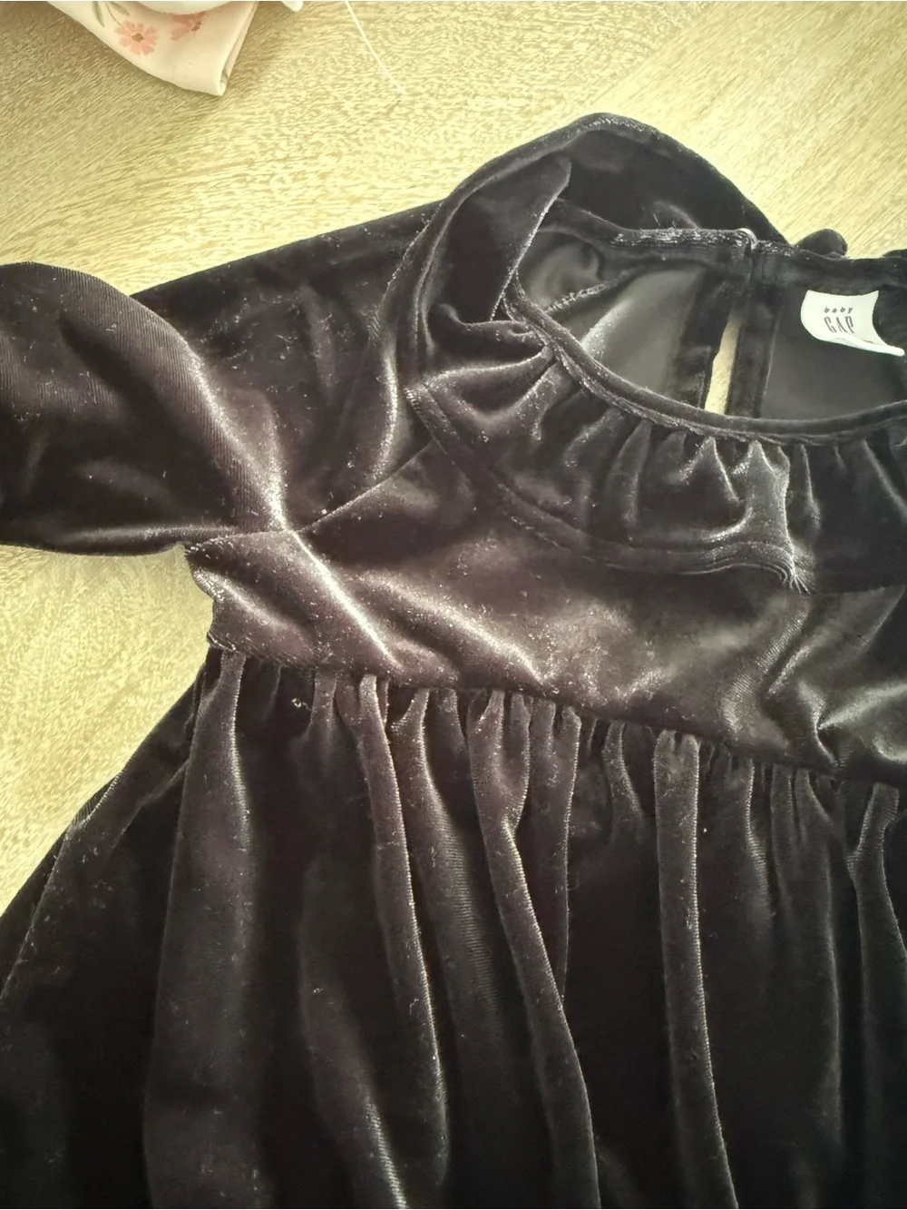 GAP Baby Black Velvet Ruffle-Neck Dress